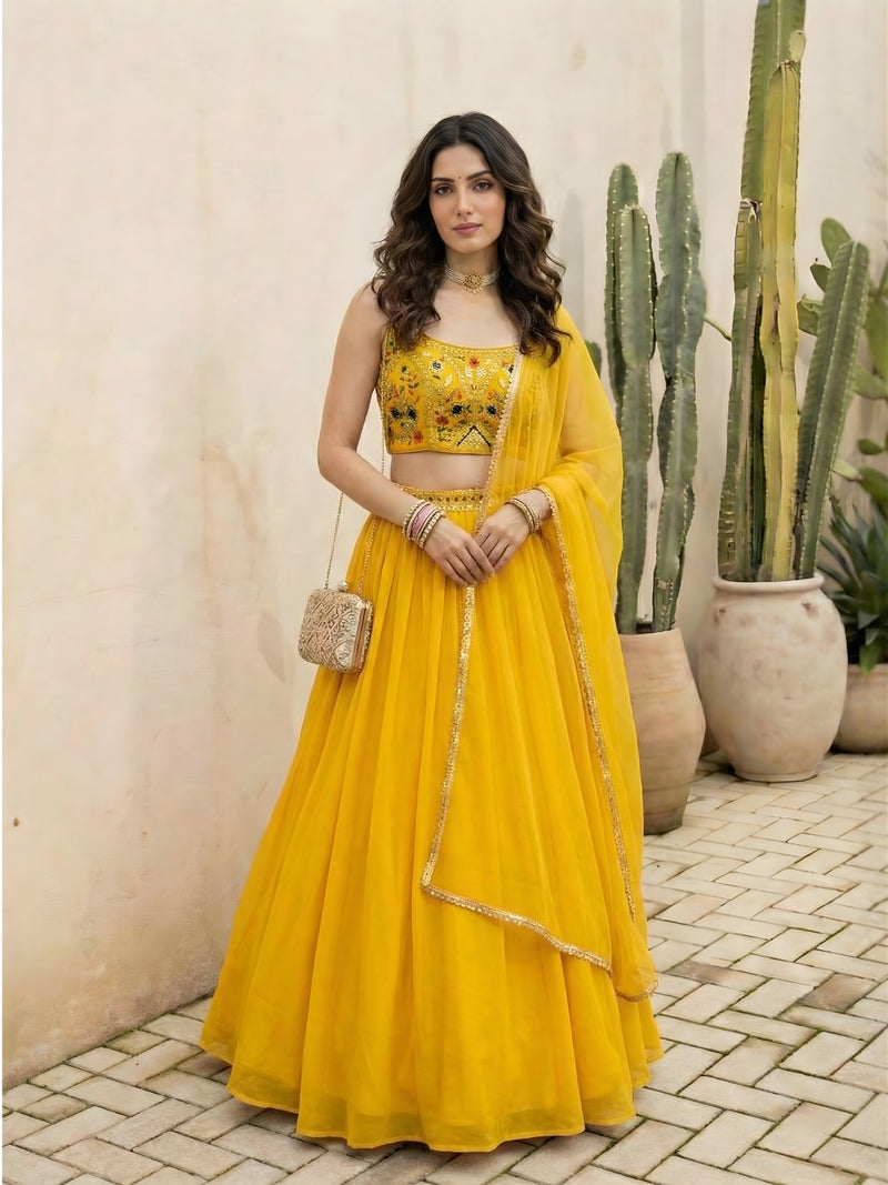 Aurelia Sunlit Georgette Lehenga Set