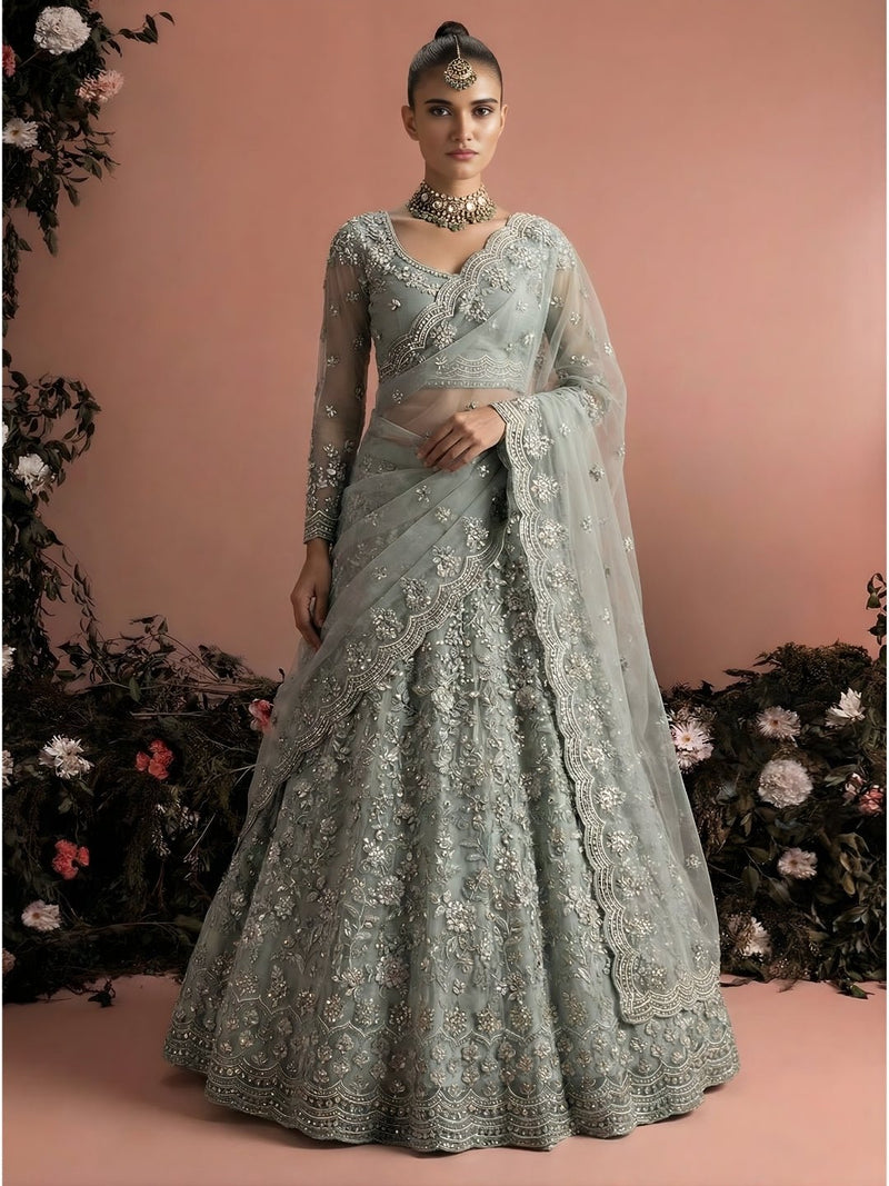 Celeste Blue Embroidered Lehenga Set - Alizeh Official