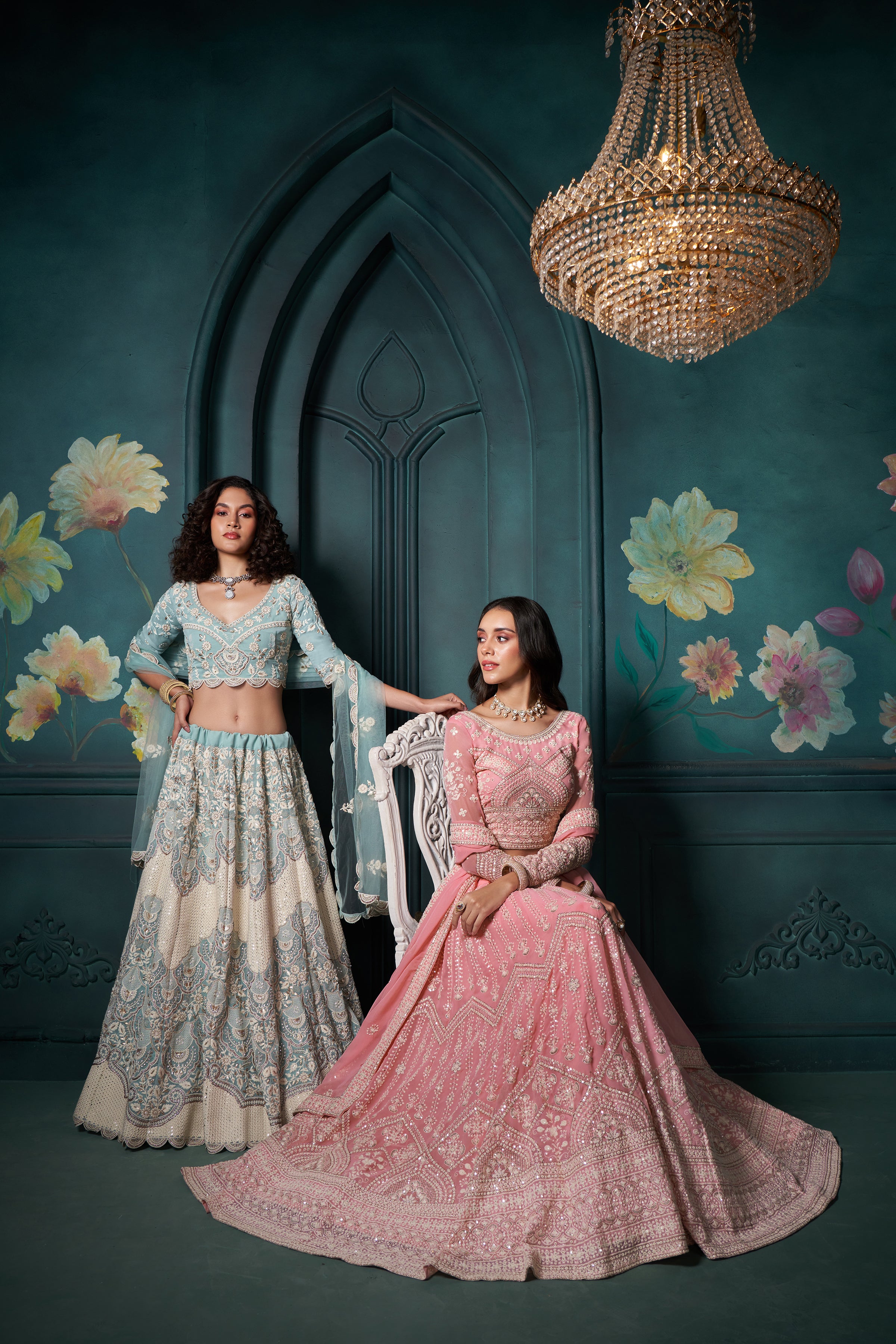 Baby Pink Heavy Embroidered Wedding Lehenga Choli