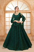 Bottle Green Color Heavy Embroidered Net Lehenga Choli With Dupatta
