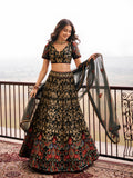 Sloane Black Multicolor Embroidered Bridal Lehenga Set