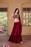Ruhani Wine Georgette Lehenga