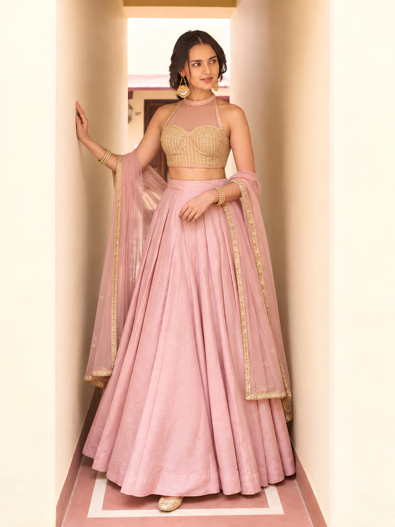Mira Blush Pink Embellished Lehenga Set