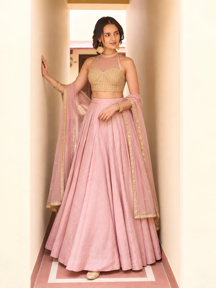 Mira Blush Pink Embellished Lehenga Set