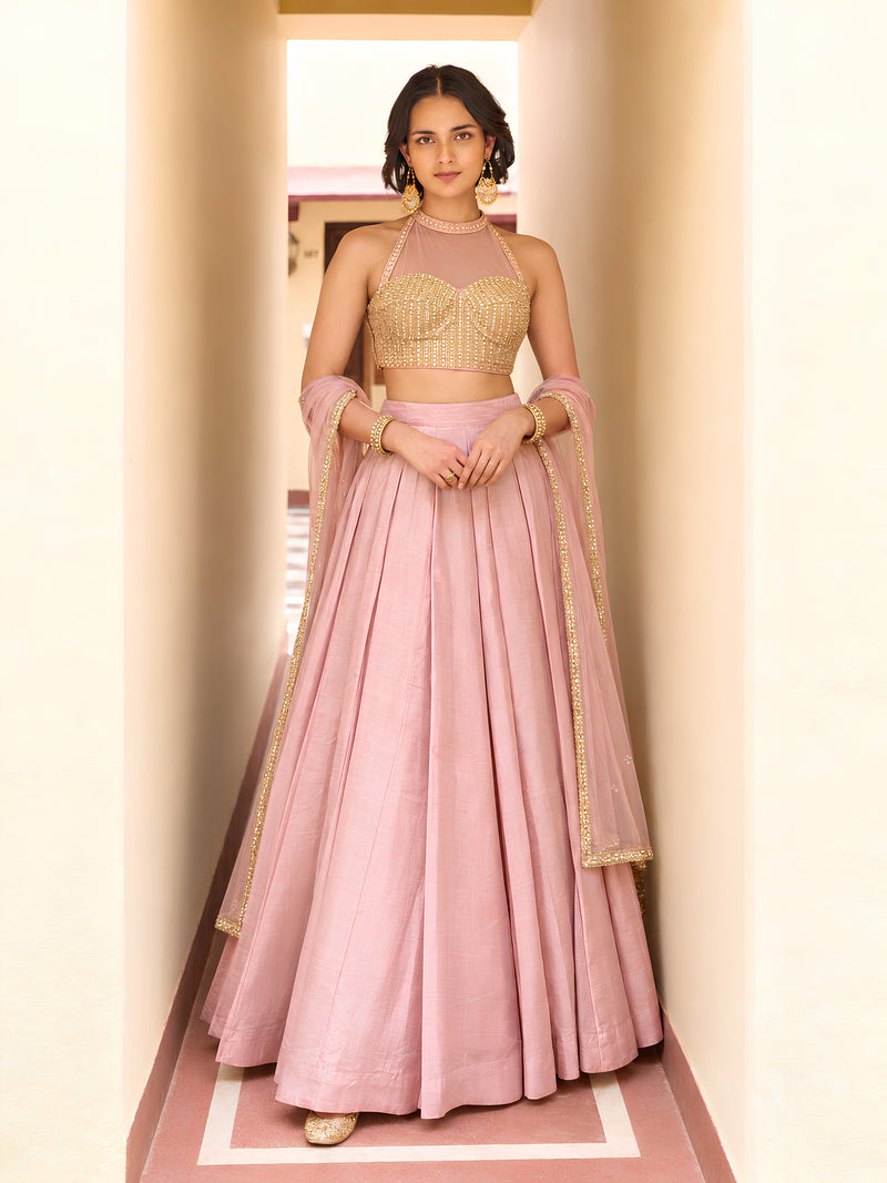 Mira Blush Pink Embellished Lehenga Set
