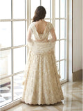 Ivory Color Heavy Embroidered Net Lehenga Choli With Dupatta