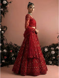 Red Color Heavy Embroidered Net Lehenga Choli With Dupatta