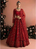 Red Color Heavy Embroidered Net Lehenga Choli With Dupatta