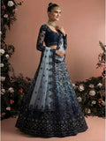 Alizeh Blue Shaded Net Embroidered Lehenga Choli