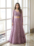 Purple Color Heavy Embroidered Net Lehenga Choli With Dupatta