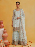 Powder Blue Embroidered Sharara Set