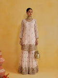 Peach Blossom Embroidered Georgette Sharara Set with Dupatta