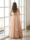 Peach Color Heavy Embroidered Net Lehenga Choli With Dupatta