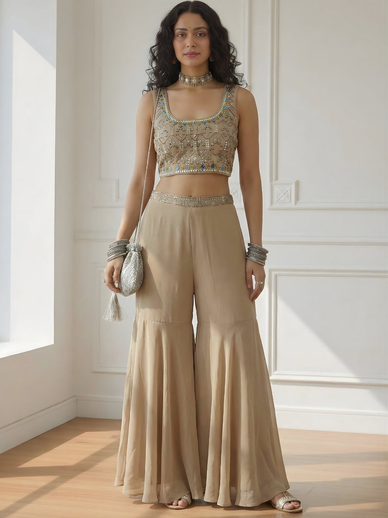 Chiku Indo-Western Jacket and Sharara Set