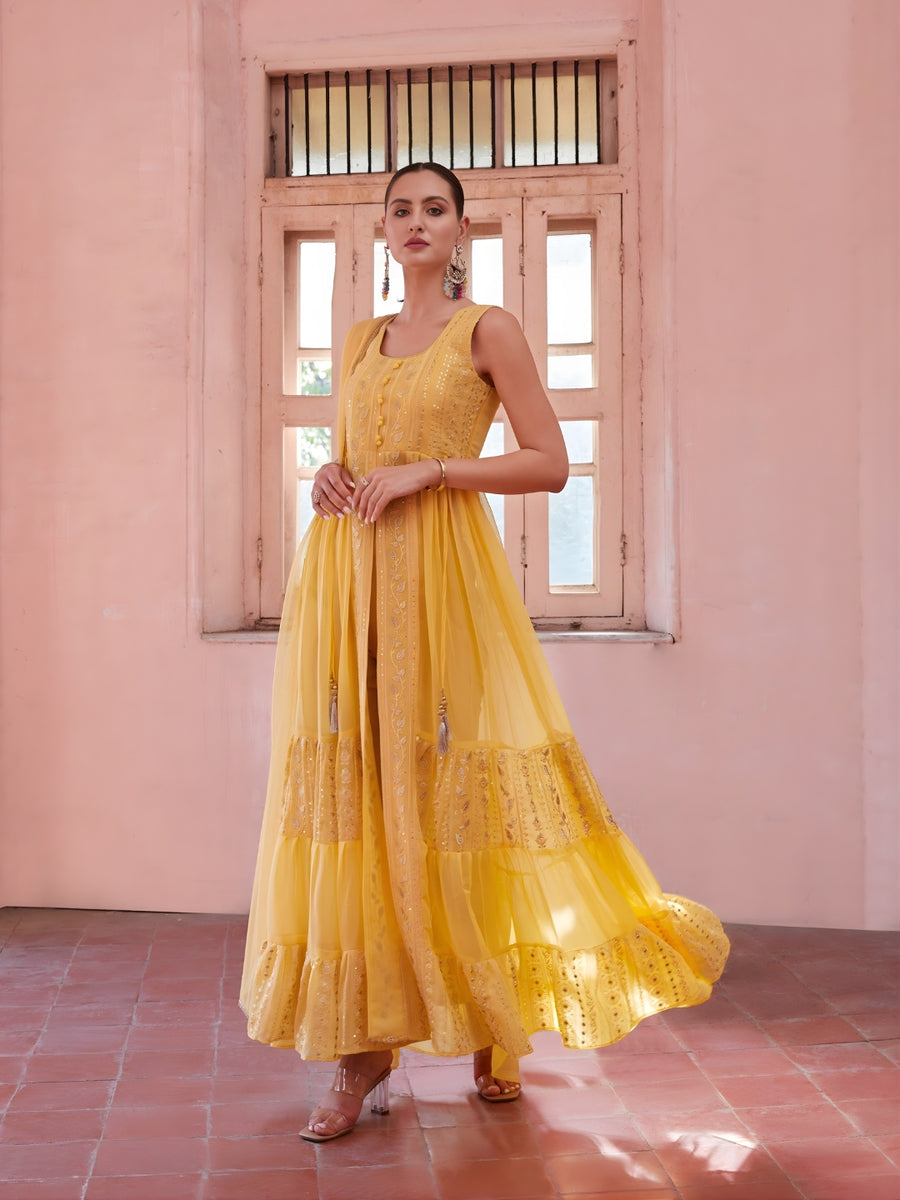 Sunveil Embroidered Festive Gown Set