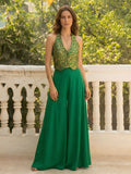 Emerald Muse Jacquard Halter Co-ord Set