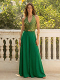 Emerald Muse Jacquard Halter Co-ord Set
