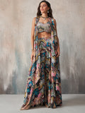 Elara Printed Chinnon Cape Sharara Set