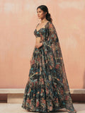 Midnight Bloom Printed Georgette Lehenga Set