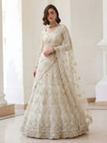 Ivory Color Heavy Embroidered Net Lehenga Choli With Dupatta