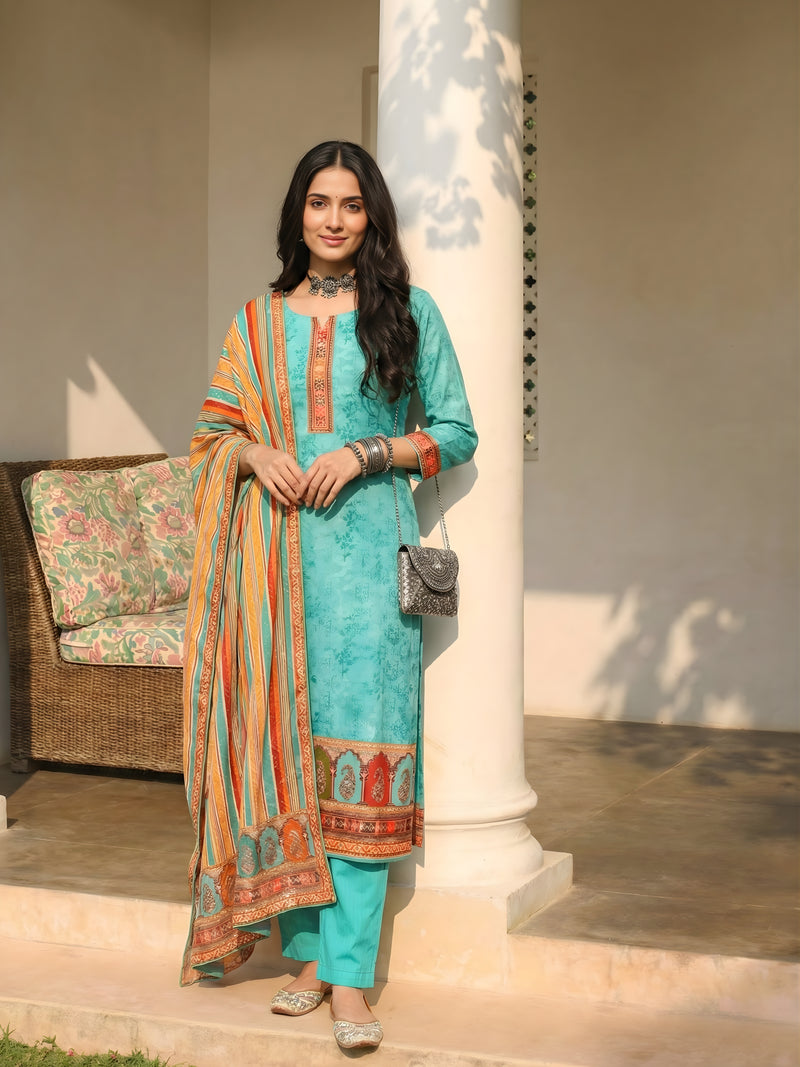 Naaya Aqua Cotton Suit Set