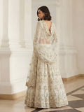 Ivory Color Heavy Embroidered Net Lehenga Choli With Dupatta