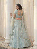 Soft Mint Mirror-Embellished Lehenga Set
