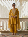 Nooré Mustard Gold Silk Suit Set