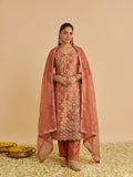 Zariya Rust Shimmer Silk Suit Set