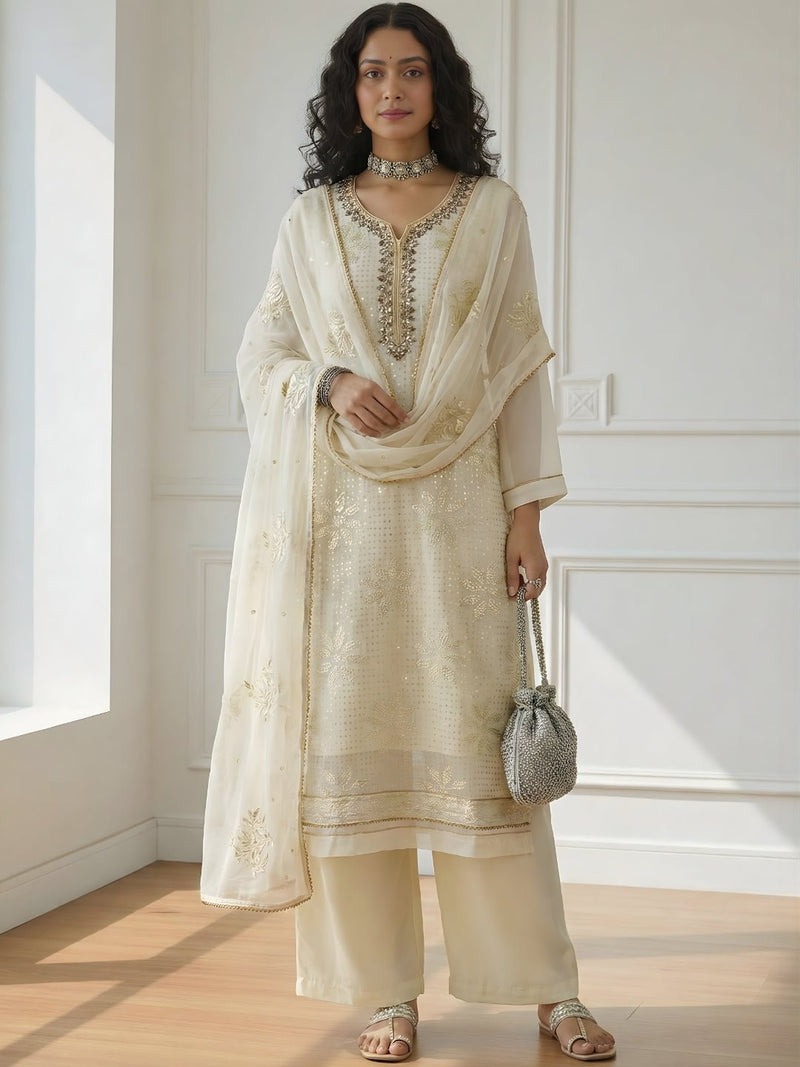 Alizeh Light Yellow Embroidered Salwar Suit - Alizeh Official
