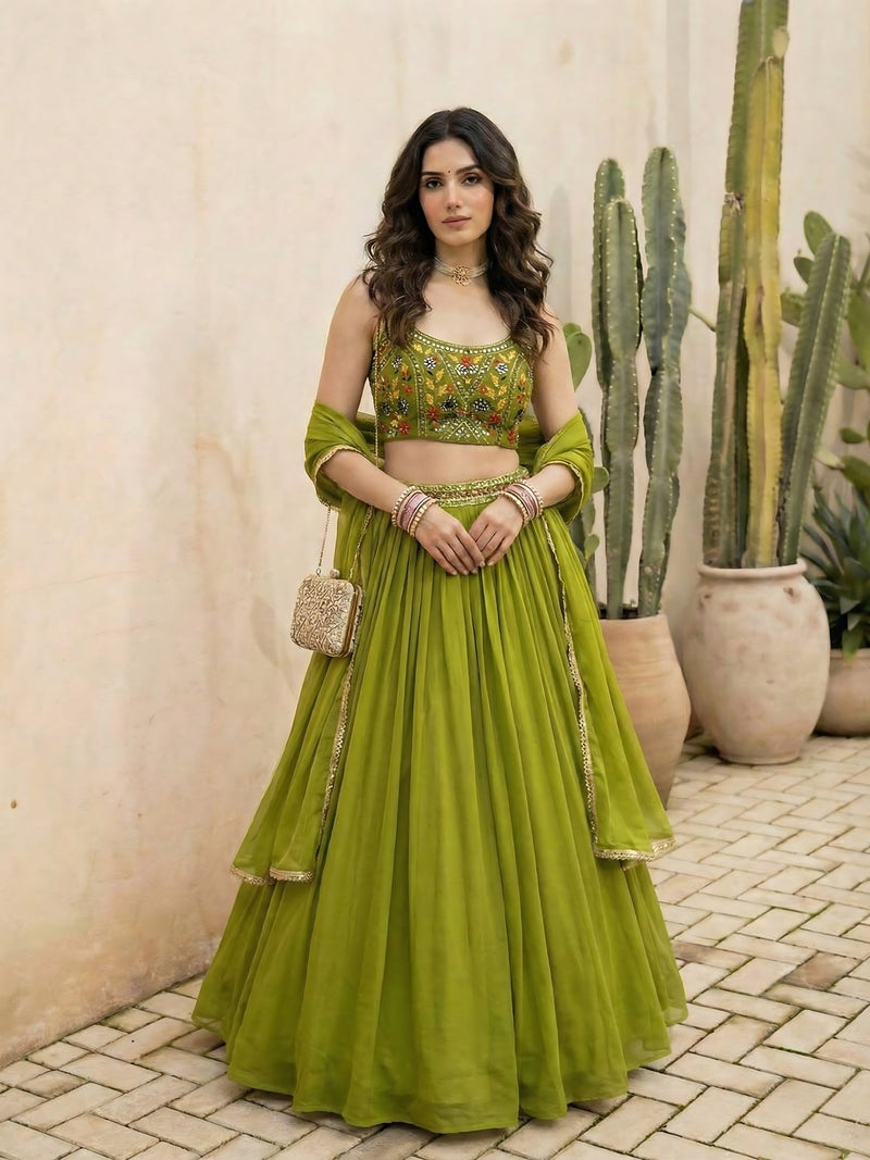 Aurelia Verdant Georgette Lehenga Set - Alizeh Official