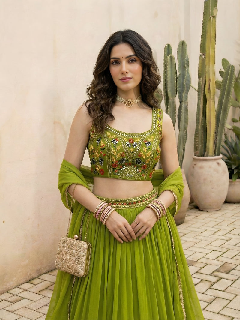 Aurelia Verdant Georgette Lehenga Set - Alizeh Official