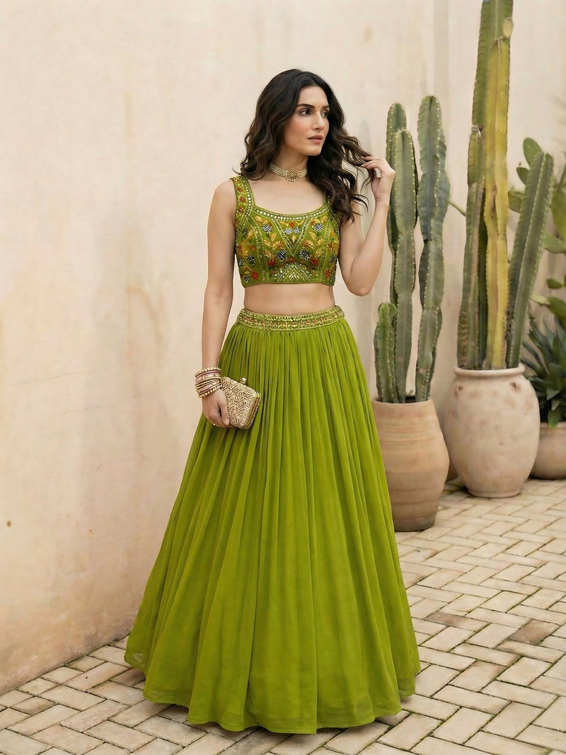 Aurelia Verdant Georgette Lehenga Set - Alizeh Official