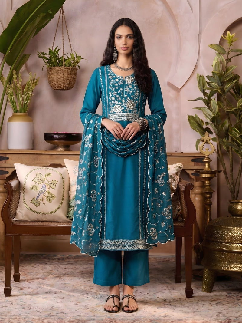 Azure Élan Organza Kurta Set - Alizeh Official