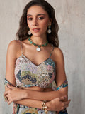 Elara Printed Chinnon Cape Sharara Set - Alizeh Official