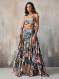 Elara Printed Chinnon Cape Sharara Set - Alizeh Official