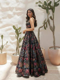 Midnight Bloom Printed Silk Lehenga Set - Alizeh Official