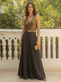 Midnight Muse Jacquard Waistcoat & Black Skirt Co - ord Set - Alizeh Official
