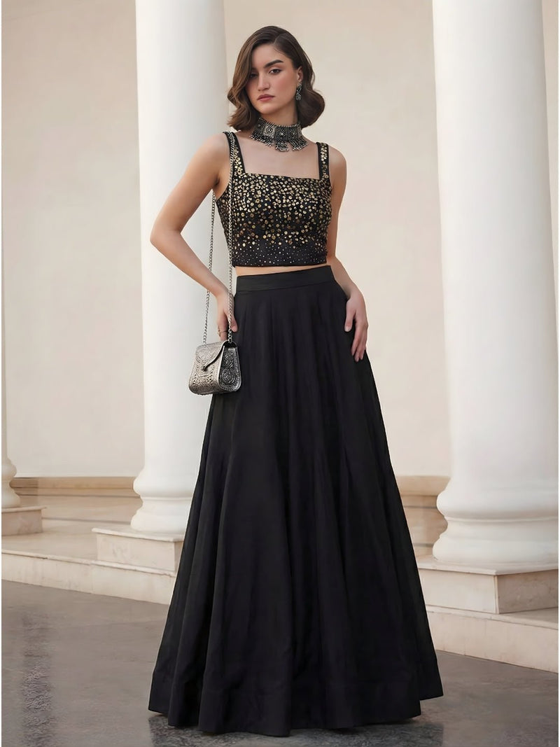 Midnight Noir Beaded Lehenga Set - Alizeh Official