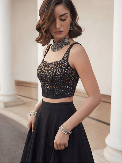 Midnight Noir Beaded Lehenga Set