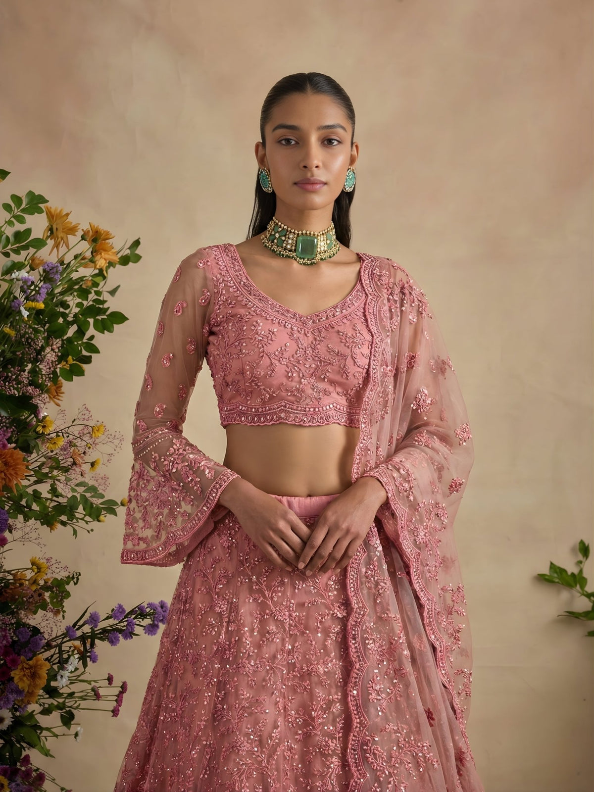 gajri-color-heavy-embroidered-net-lehenga-choli-with-dupatta – Alizeh ...