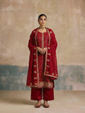 Royal Wine Embroidered Georgette Palazzo Suit Set - Alizeh Official