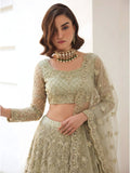 Sage Aster Embroidered Lehenga Set - Alizeh Official