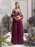 Sienna Wine Handcrafted Khatli Sharara Set - Alizeh Official