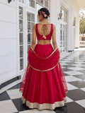 Solara Crimson Vichitra Silk Lehenga Set - Alizeh Official