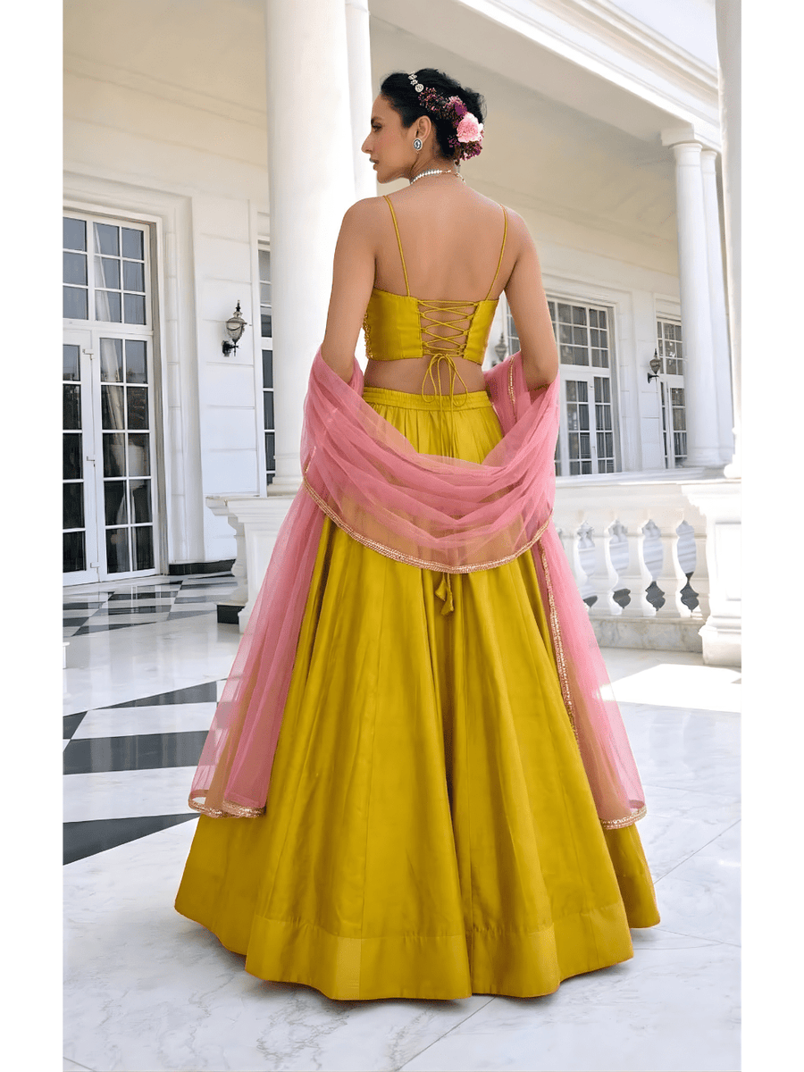 Designer yellow lehenga for bridesmaid styling