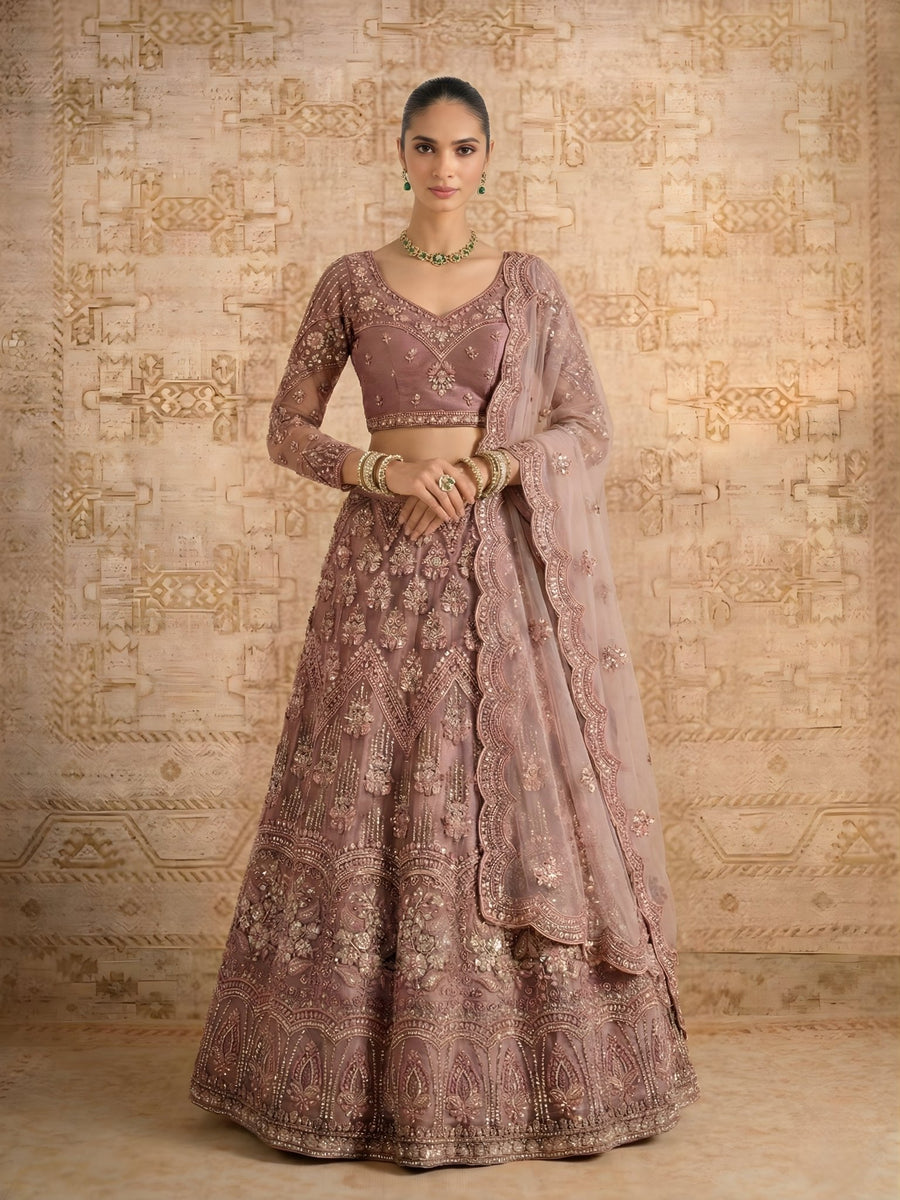 Zaria Blush Embroidered Bridal Lehenga Set - Alizeh Official