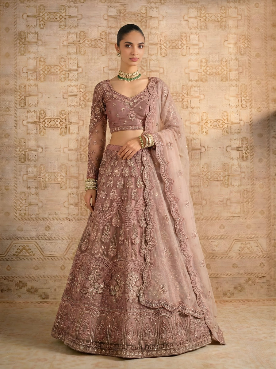Zaria Blush Embroidered Bridal Lehenga Set - Alizeh Official