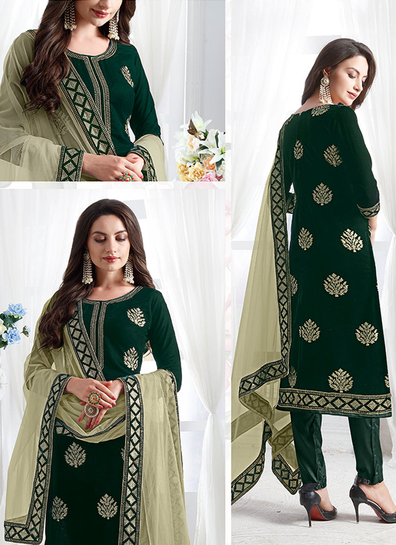 Alizeh Zaida 10001 D Dark Green Color Festival Season Special Suit